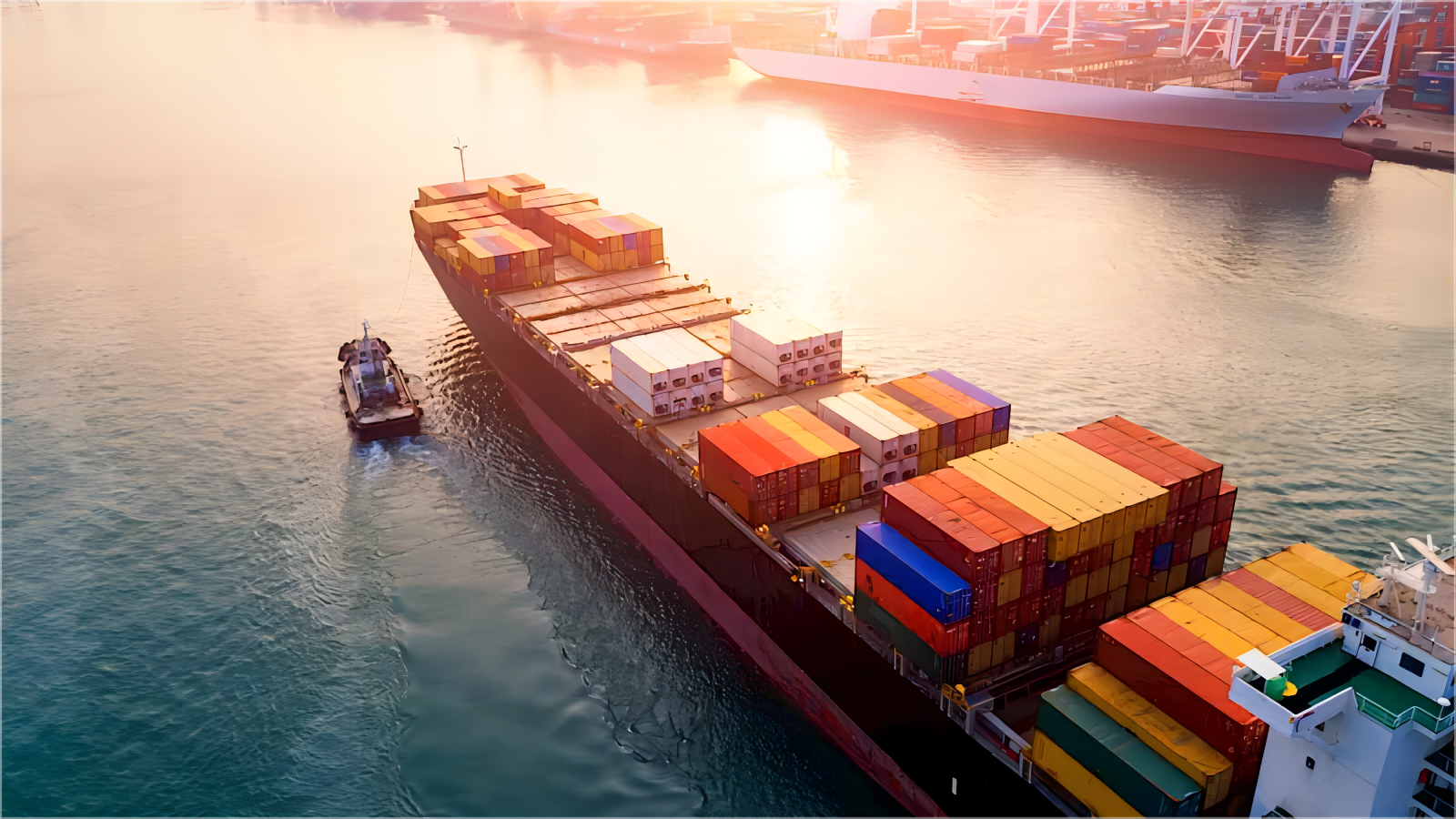 Logistics workers managing cargo in a high-tech warehouse