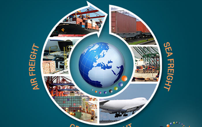 Cargo ship transporting containers from China to Singapore