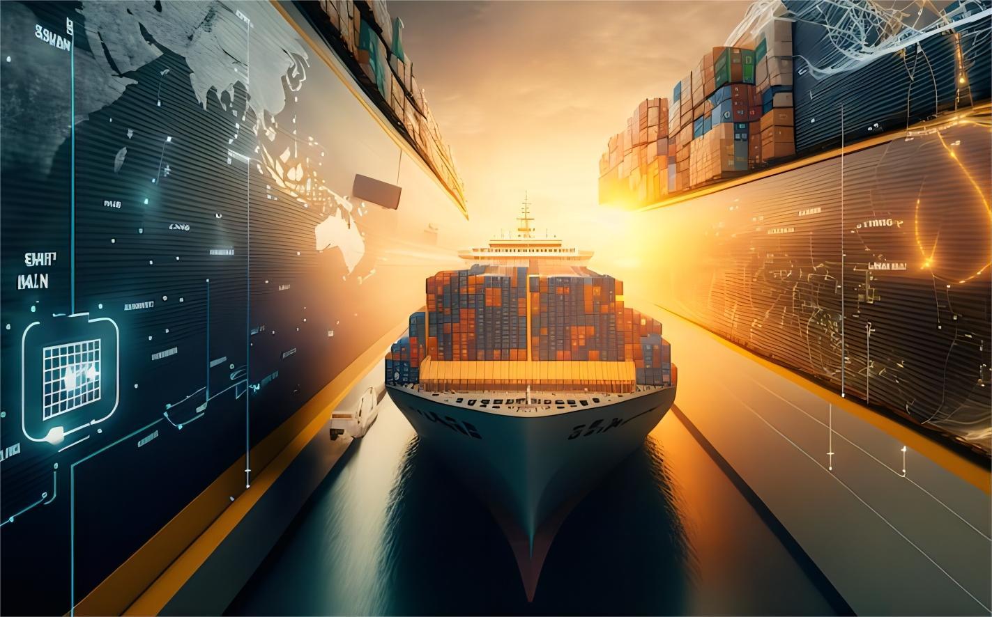 Cargo ship transporting containers from China to Australia