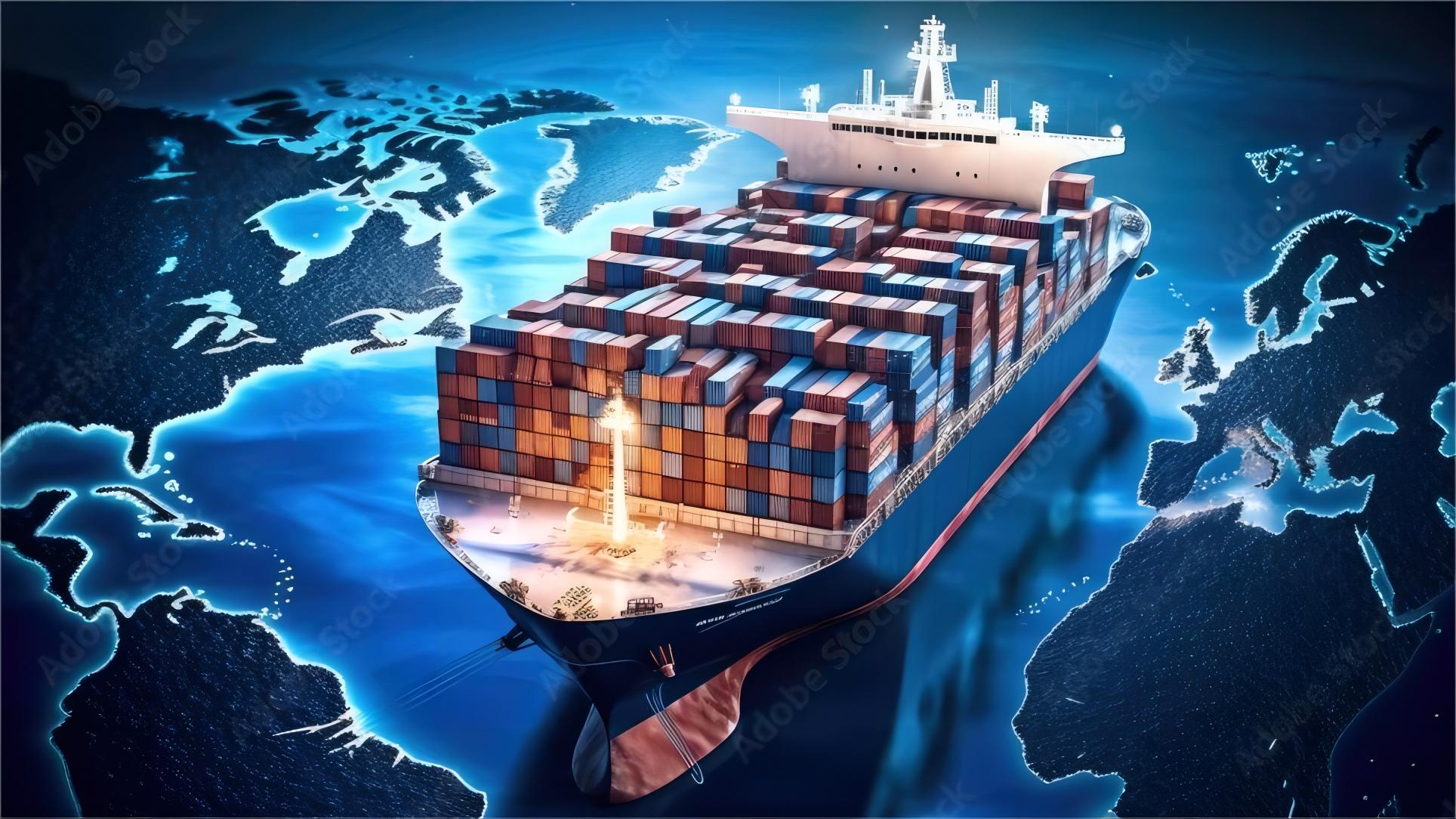 Cargo ship transporting goods for China to UK Amazon shipping premium service