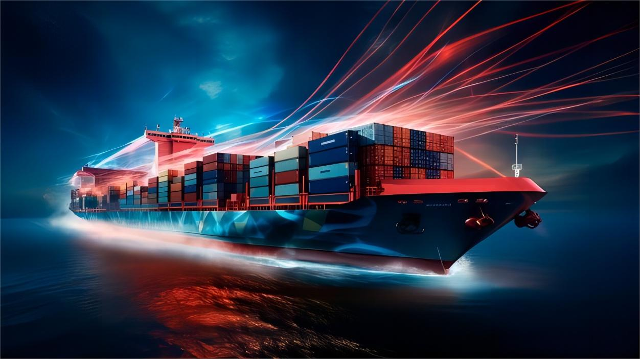 Container shipping vessel at port