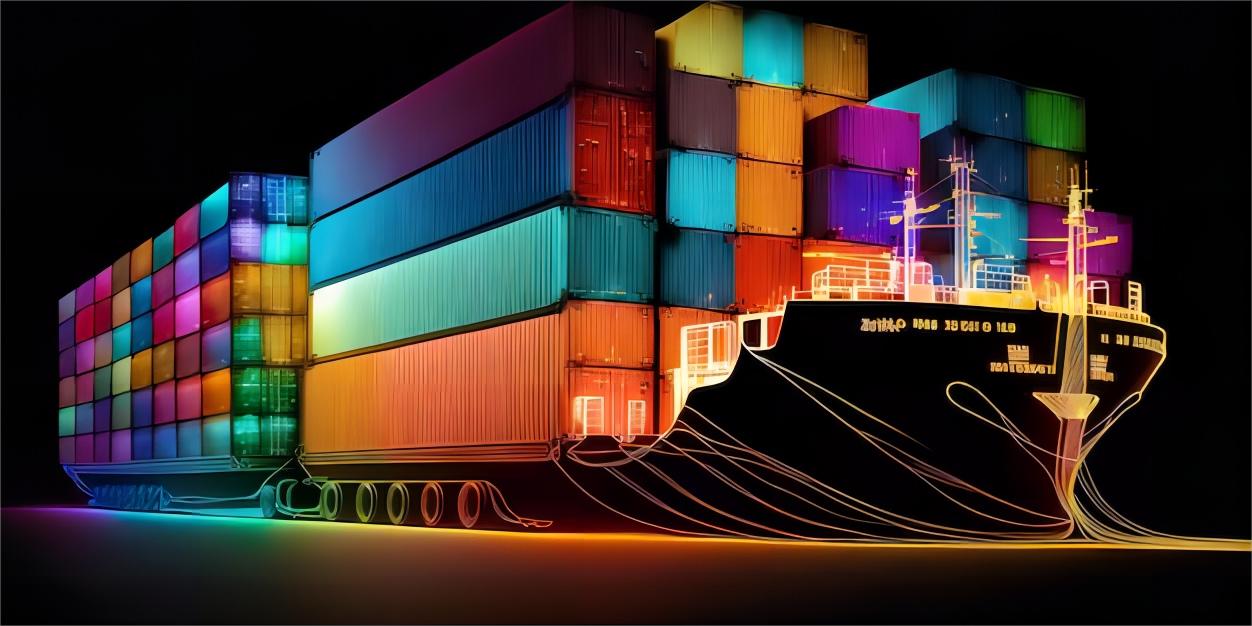 Cargo ships at a busy international port