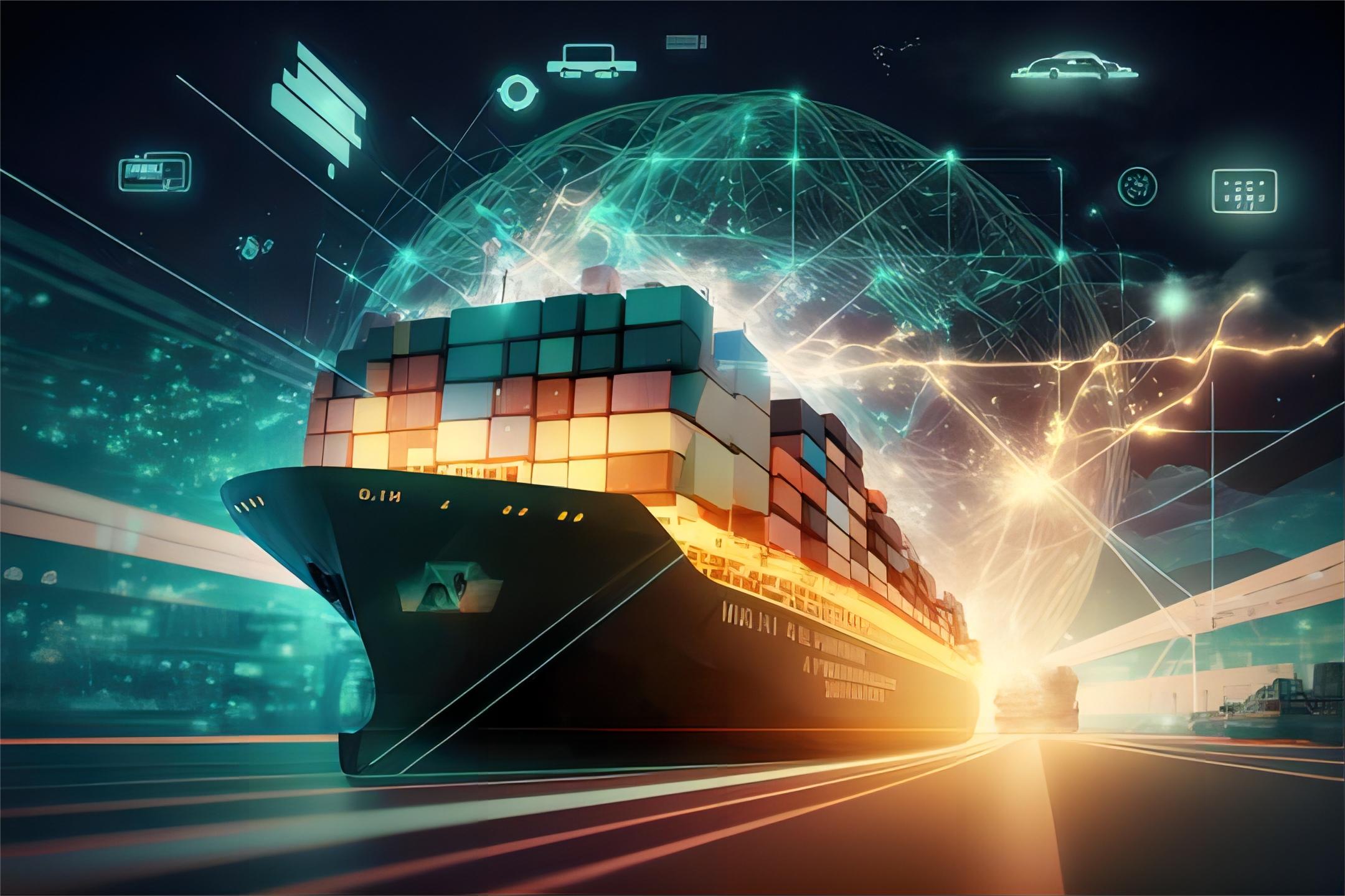 Logistics map showing route from China to France