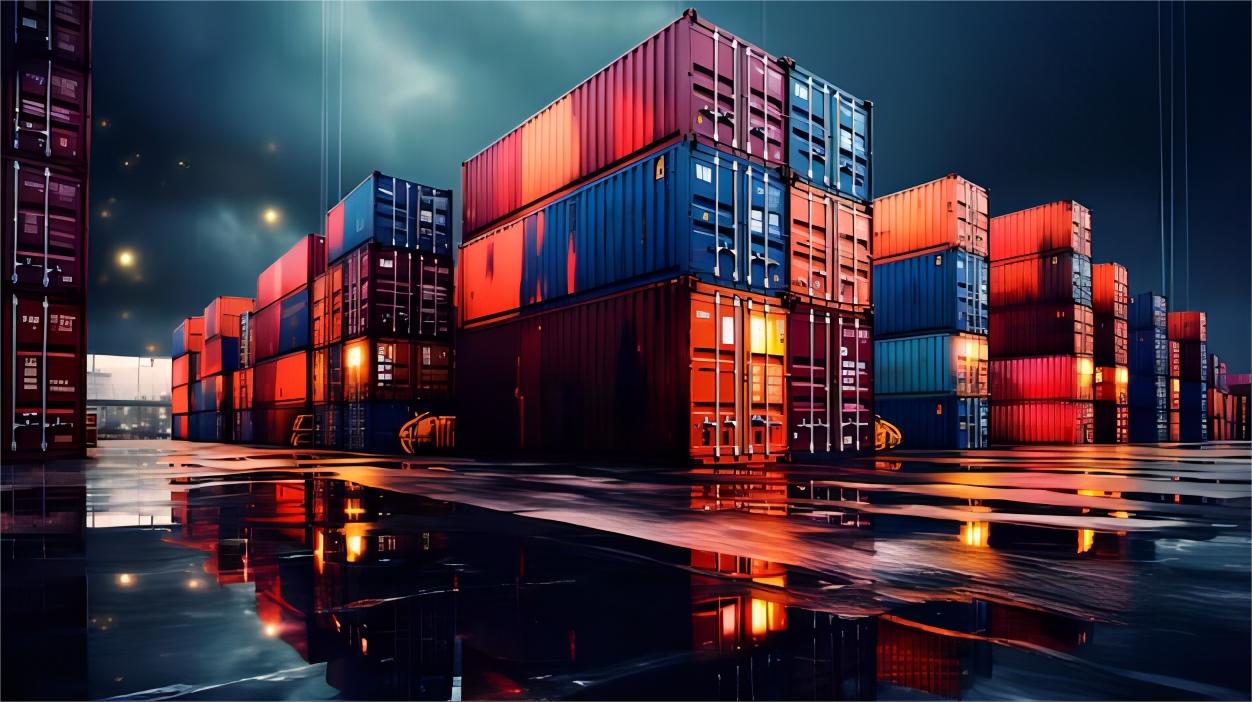 Container ship at port