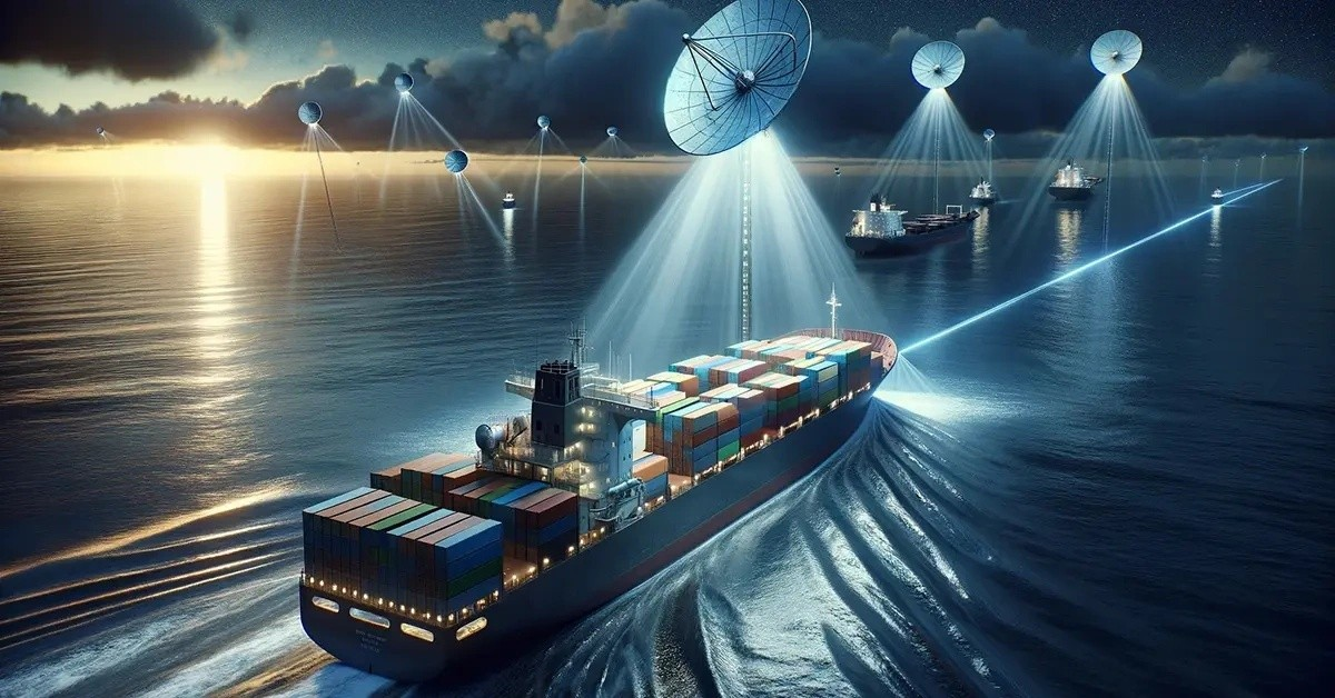 Container ship arriving at a UK port