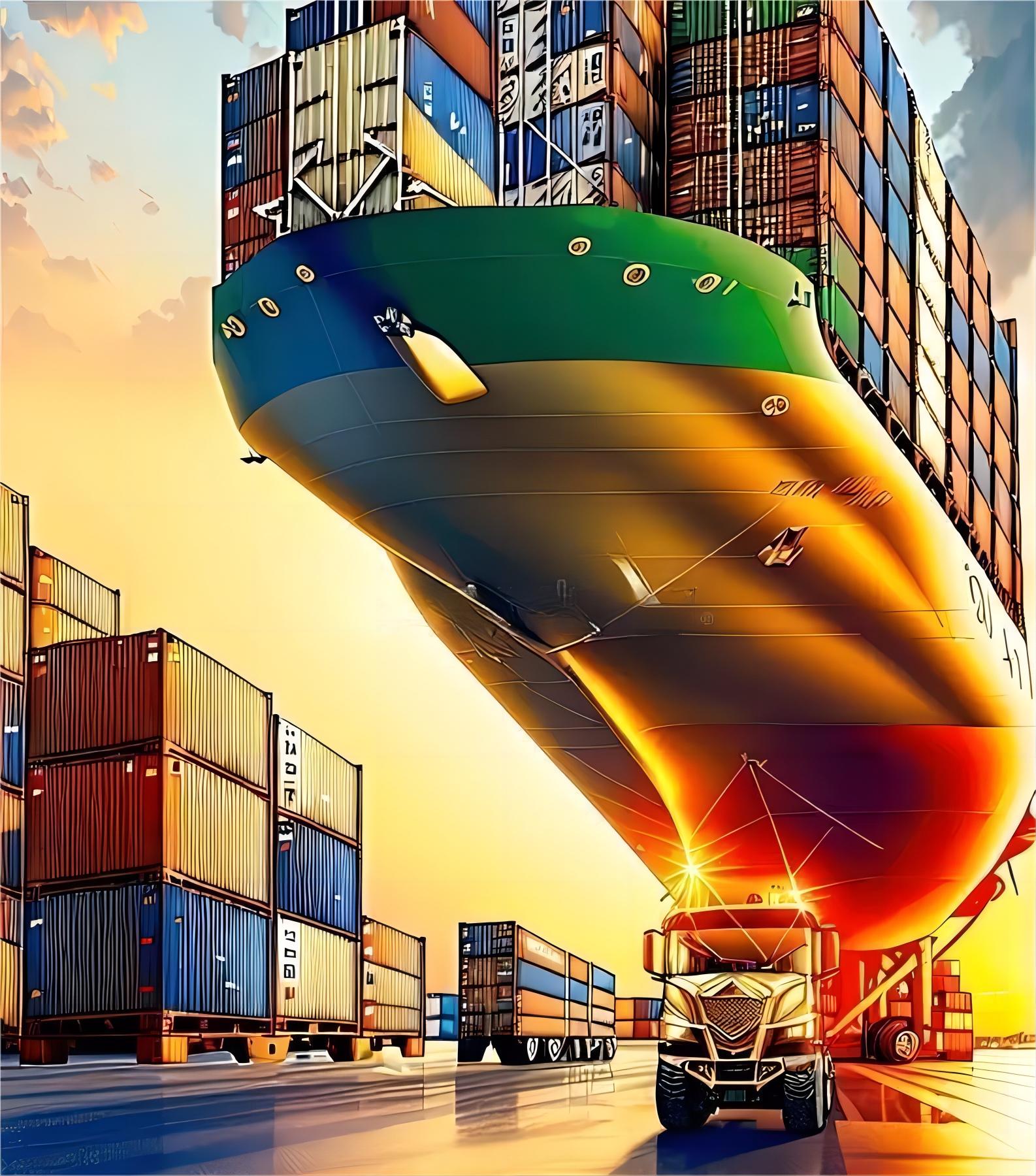Container ship at port