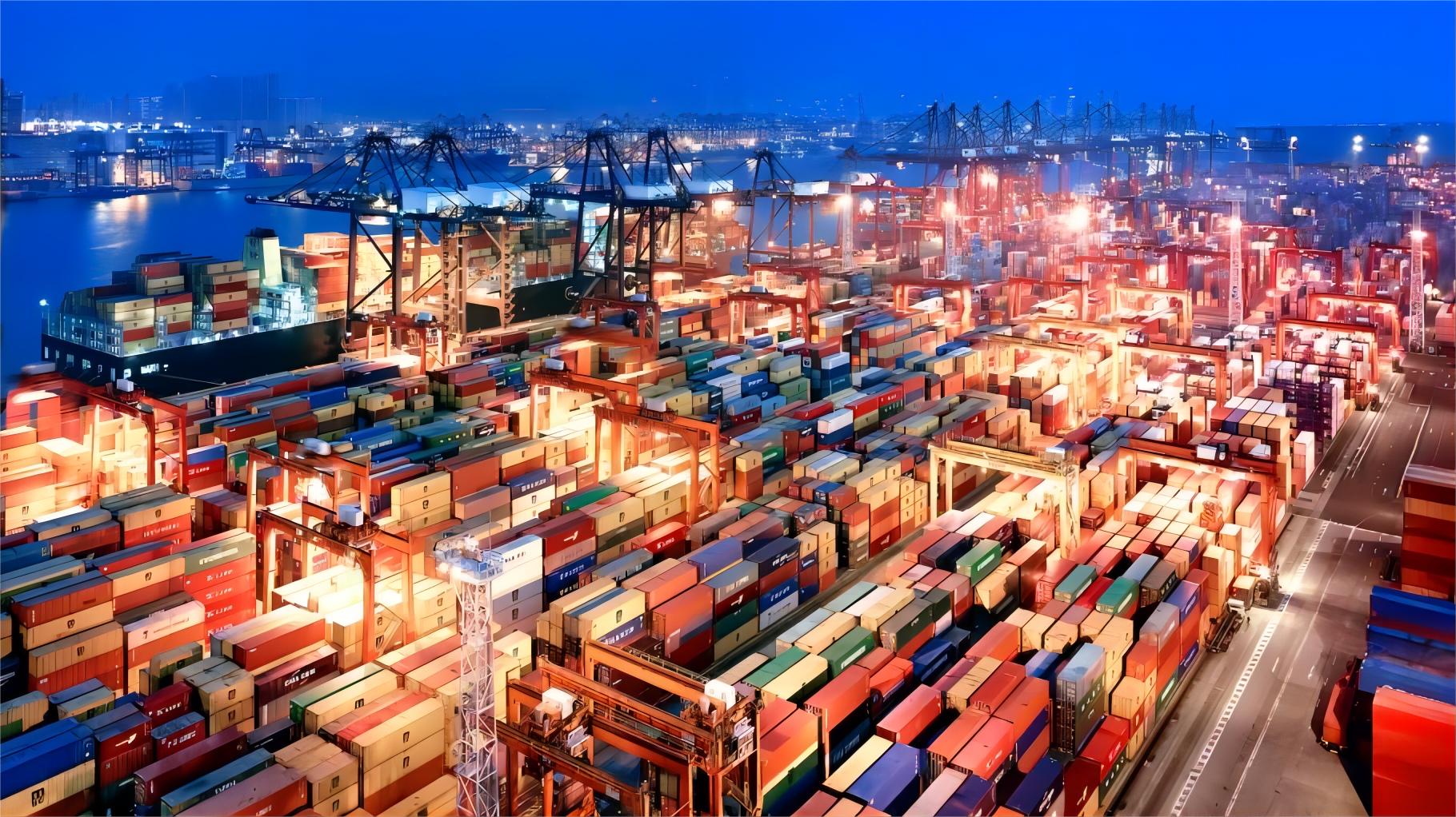 Modern logistics warehouse facility processing cargo